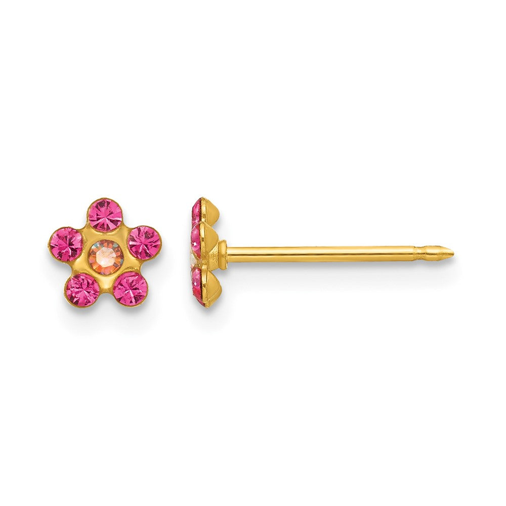 Inverness 14k October Pink Crystal Birthstone Flower Earrings