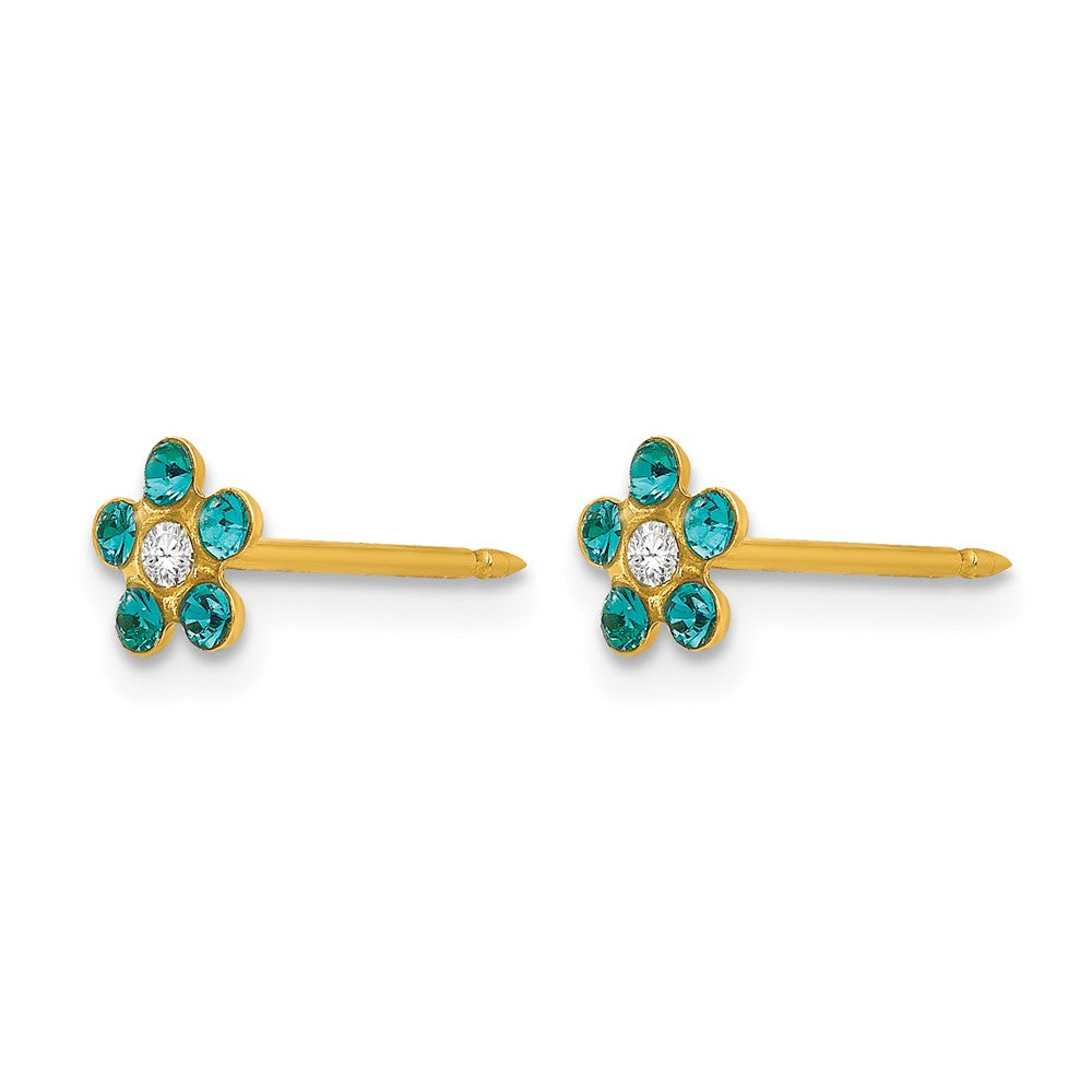 Inverness 14k December Blue Crystal Birthstone Flower Earrings