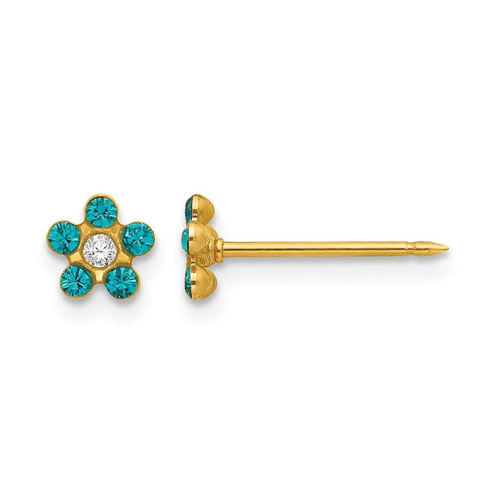 Inverness 14k December Blue Crystal Birthstone Flower Earrings