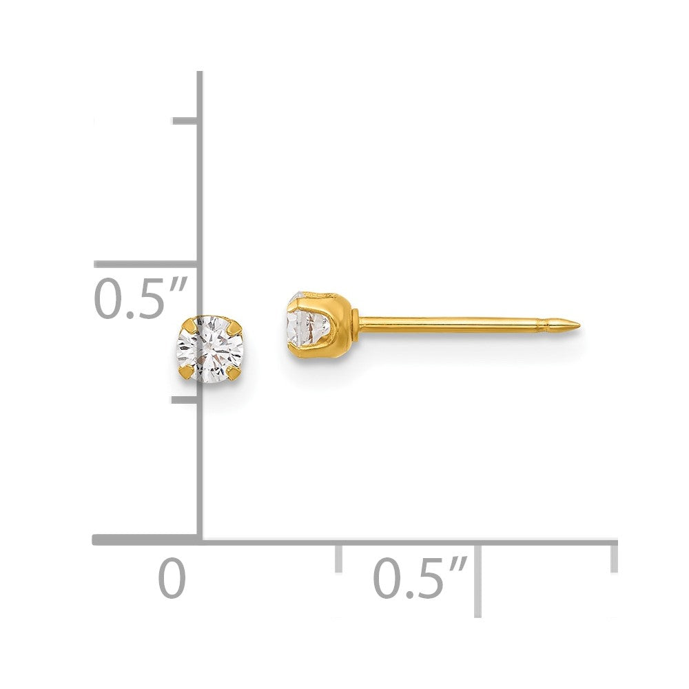Inverness 14K Polished 3mm CZ Short Post Earrings
