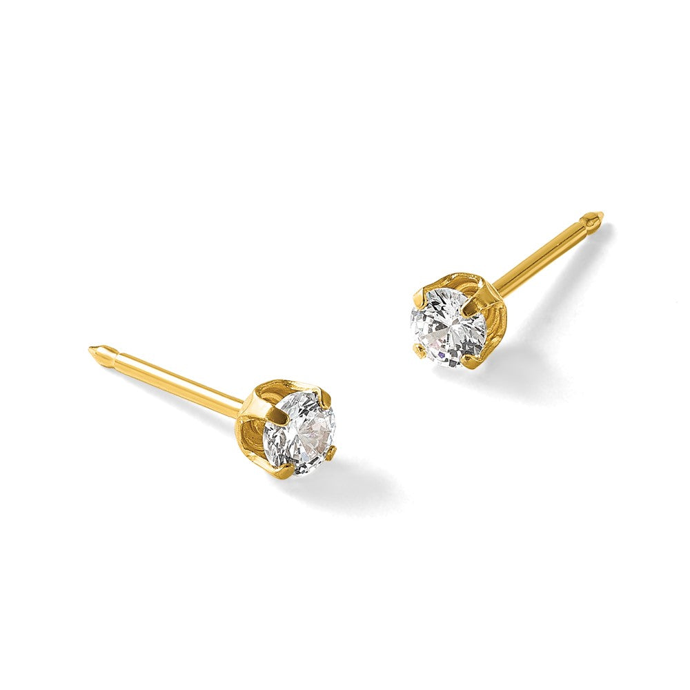 Inverness 14K Polished 3mm CZ Short Post Earrings