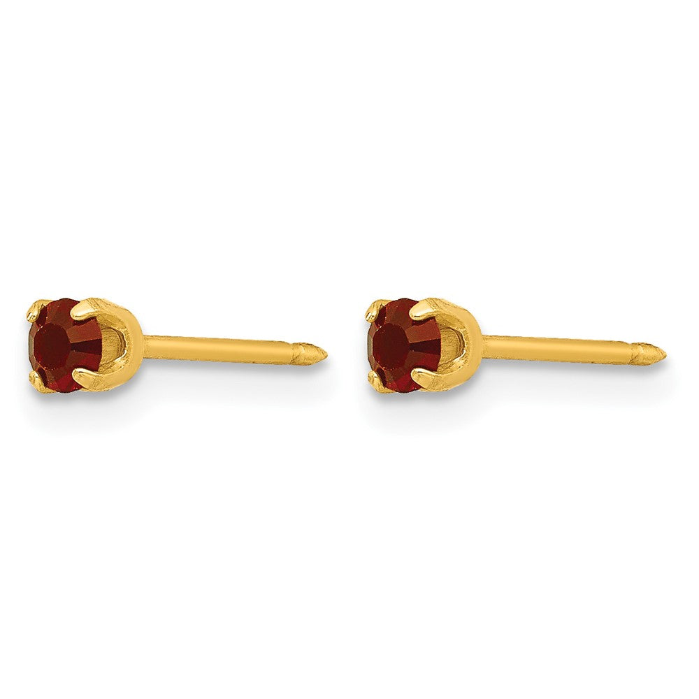 Inverness 24k Plated January Red Crystal Birthstone Earrings