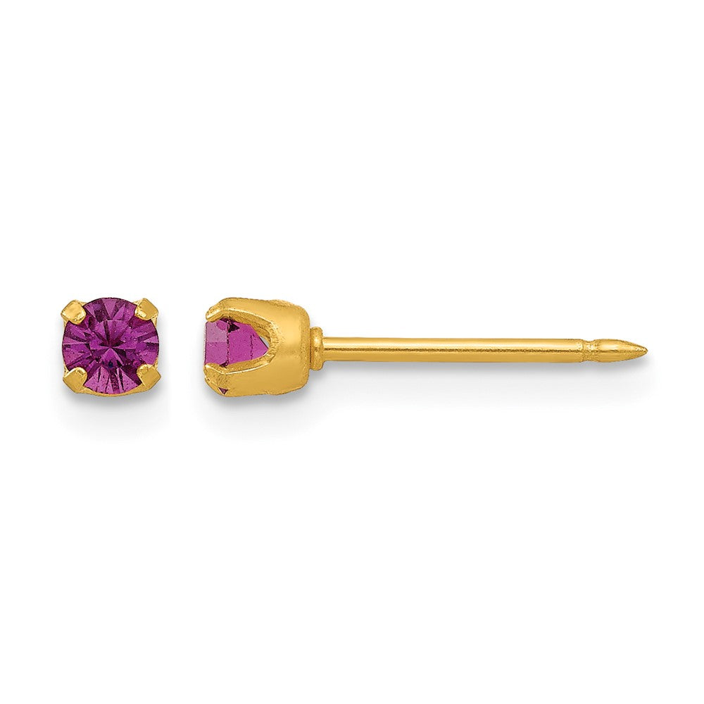Inverness 24k Plated February Purple Crystal Birthstone Earrings