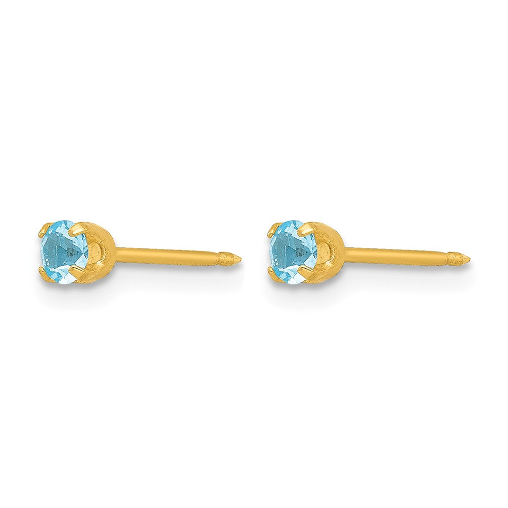 Inverness 24k Plated March Lt Blue Crystal Birthstone Earrings