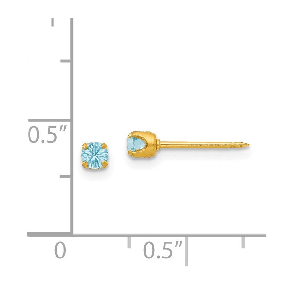 Inverness 24k Plated March Lt Blue Crystal Birthstone Earrings