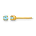 Inverness 24k Plated March Lt Blue Crystal Birthstone Earrings