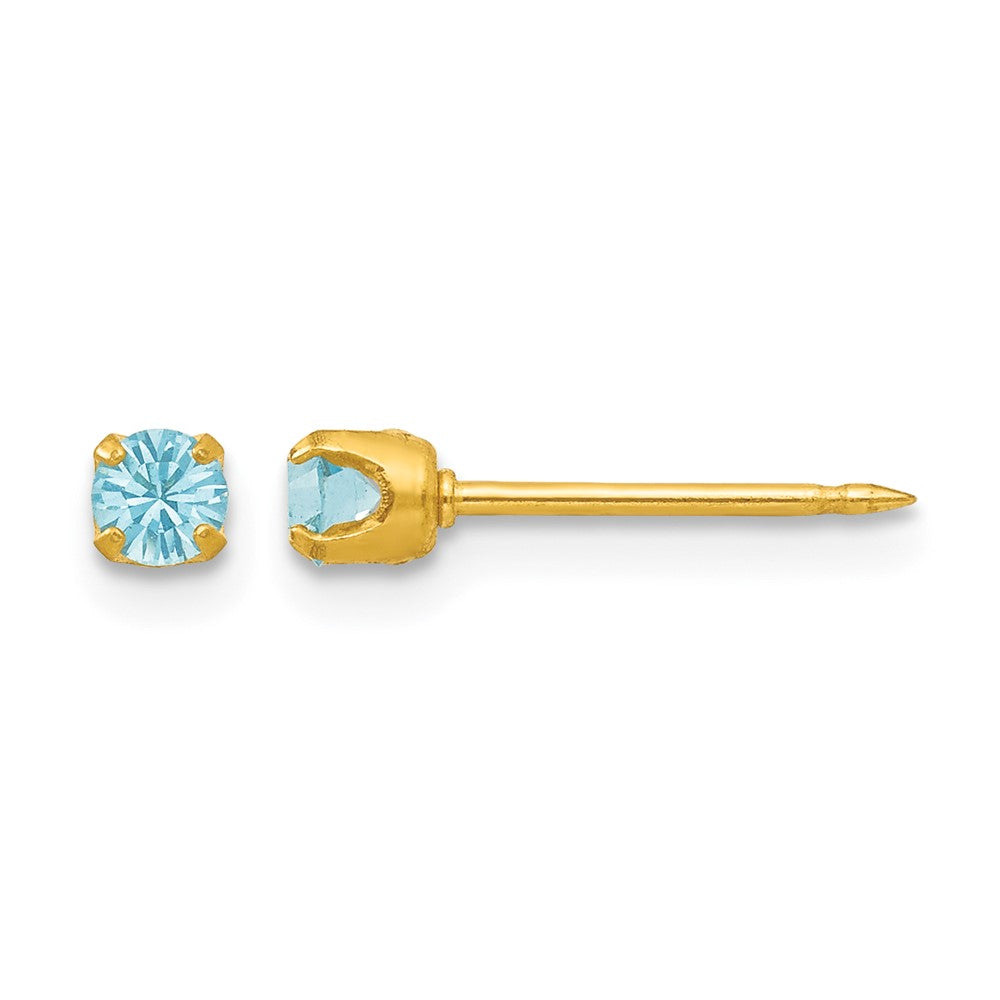 Inverness 24k Plated March Lt Blue Crystal Birthstone Earrings