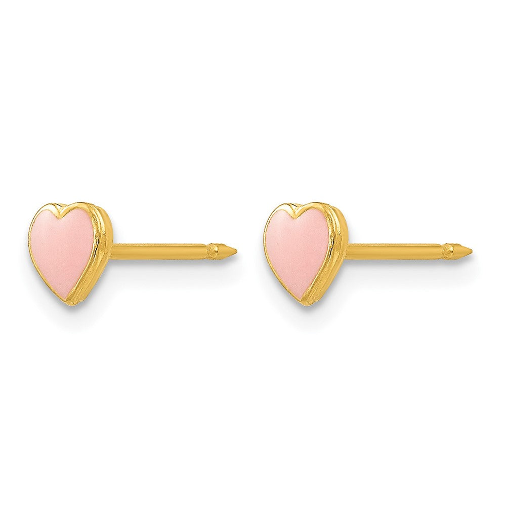 Inverness Stainless Steel 24K Gold-plated Pink Enamel Heart Earrings
