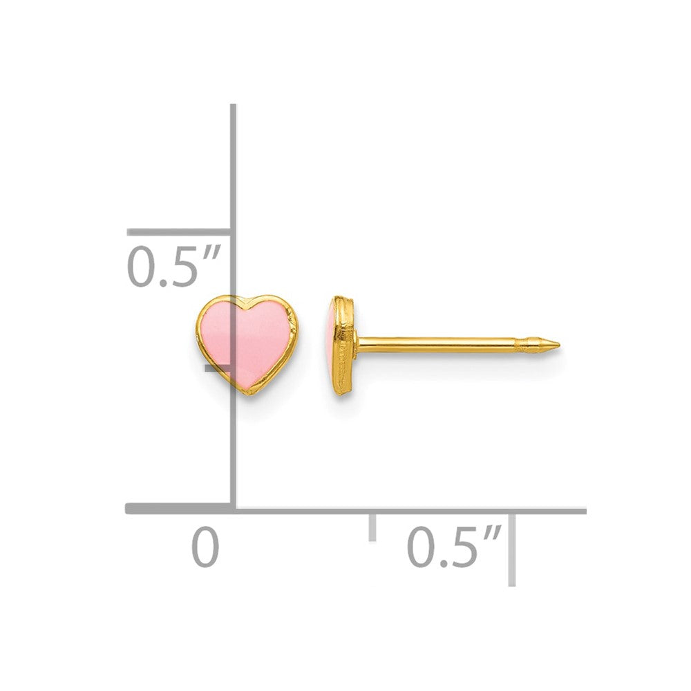 Inverness Stainless Steel 24K Gold-plated Pink Enamel Heart Earrings