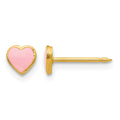 Inverness Stainless Steel 24K Gold-plated Pink Enamel Heart Earrings