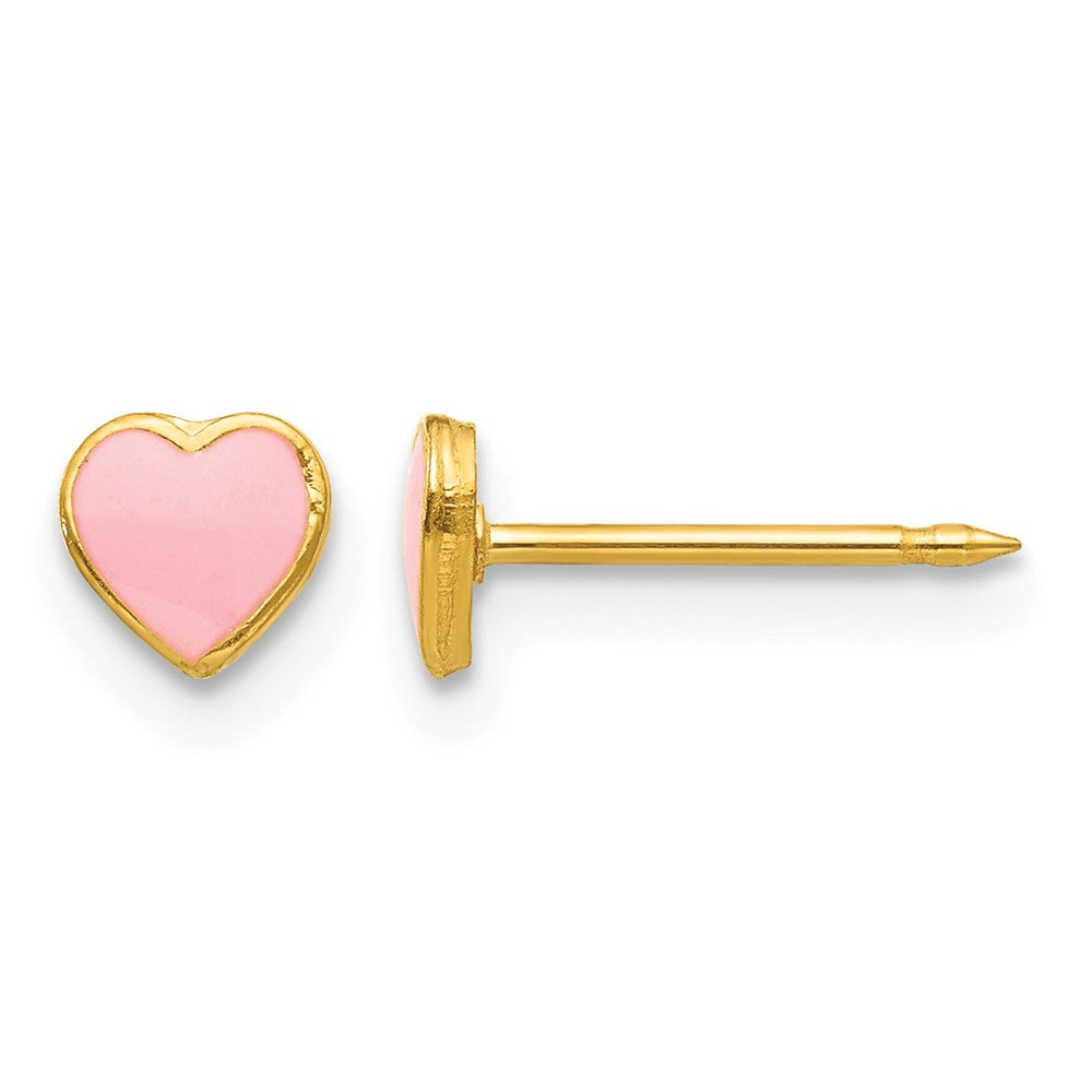 Inverness Stainless Steel 24K Gold-plated Pink Enamel Heart Earrings