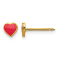Inverness Stainless Steel 24K Gold-plated Red Enamel Heart Earrings