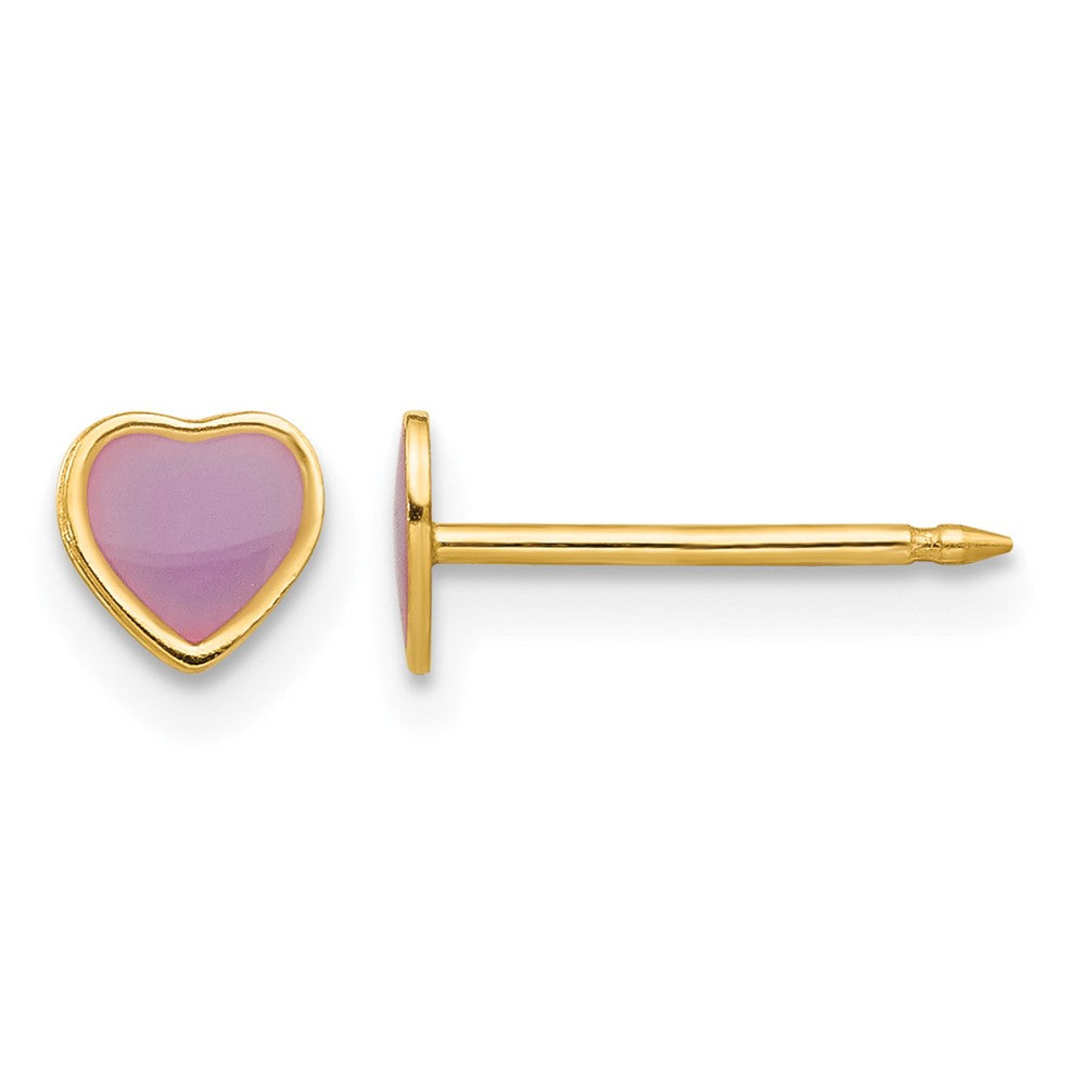 Inverness 14k Epoxy Fill Purple Heart Earrings