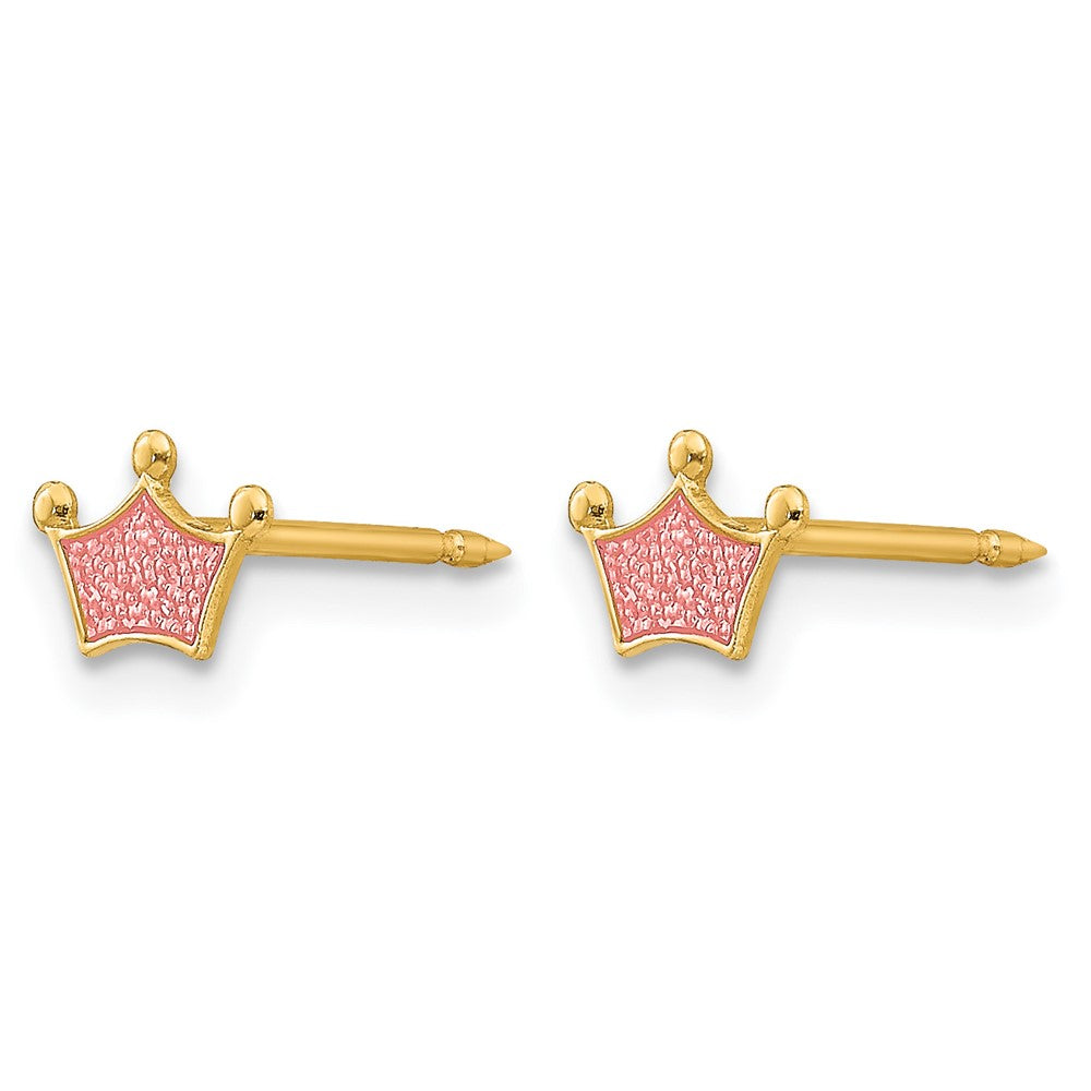 Inverness 14k Epoxy Fill Pink Crown Earrings