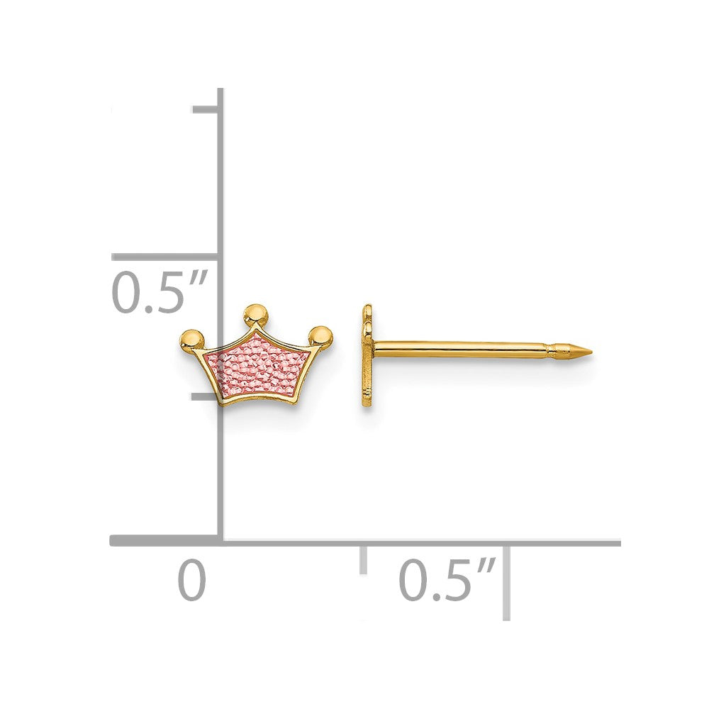 Inverness 14k Epoxy Fill Pink Crown Earrings