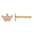 Inverness 14k Epoxy Fill Pink Crown Earrings