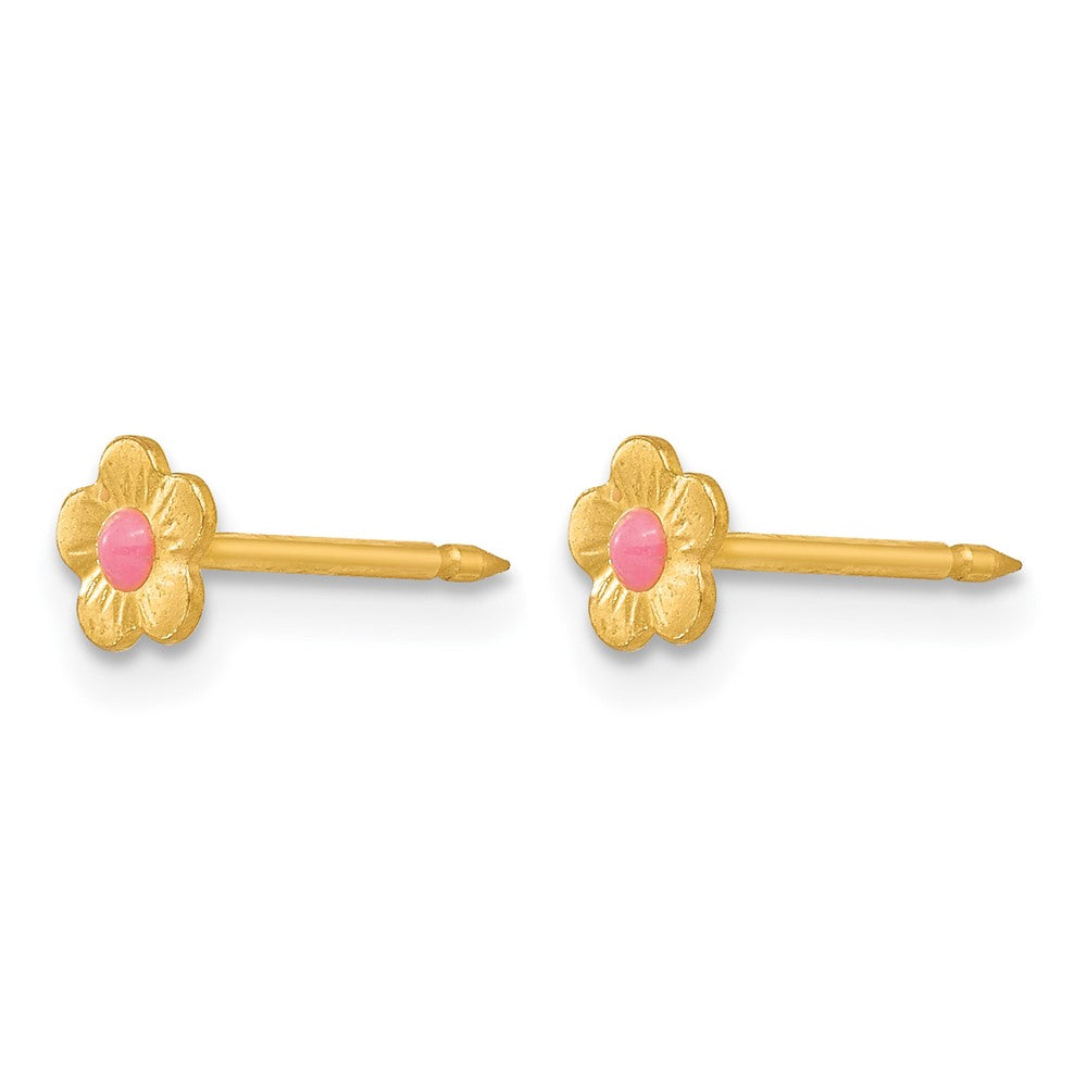 Inverness 14k Epoxy Fill Pink Mini Flower Earrings