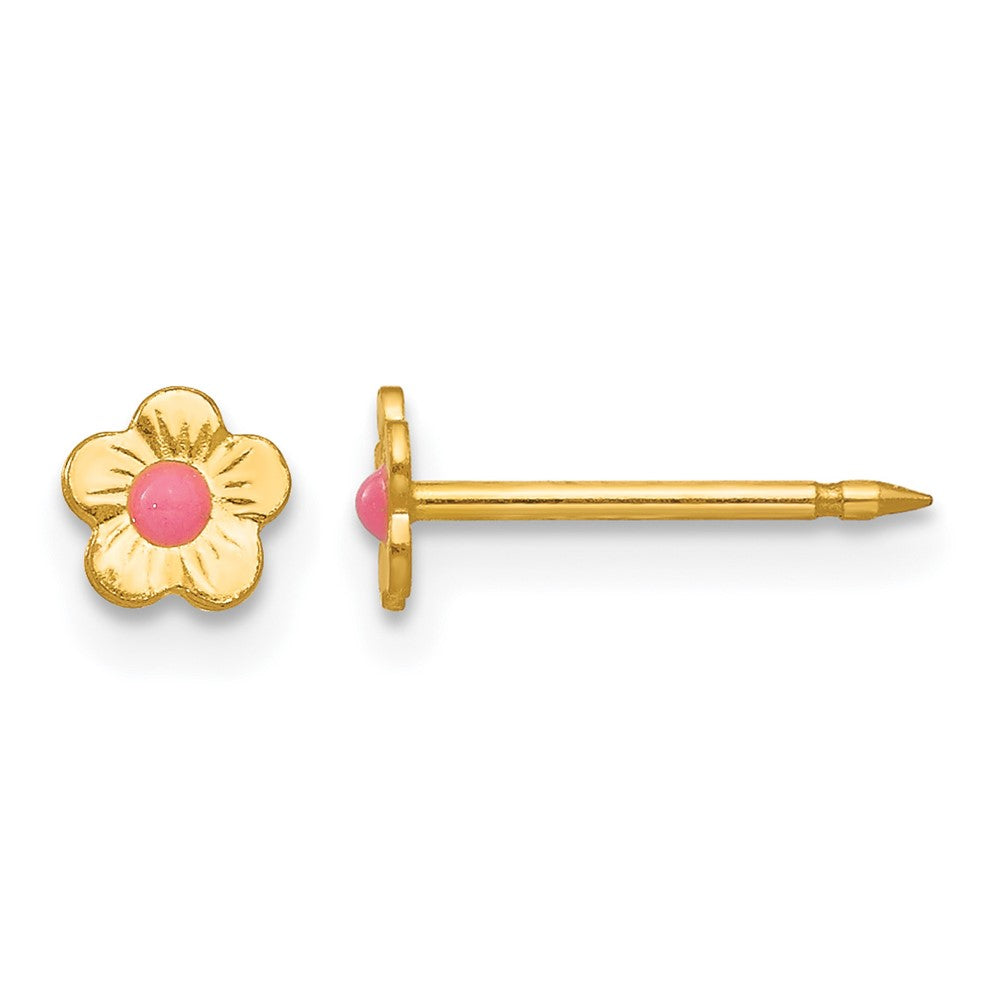 Inverness 14k Epoxy Fill Pink Mini Flower Earrings