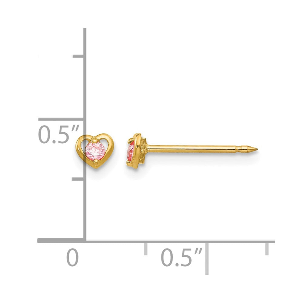 Inverness 14k Heart w/Pink CZ Earrings