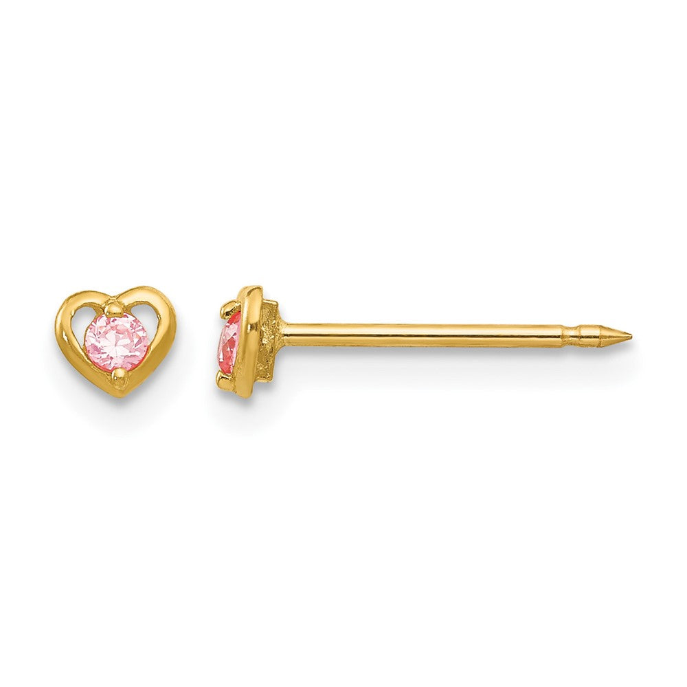 Inverness 14k Heart w/Pink CZ Earrings