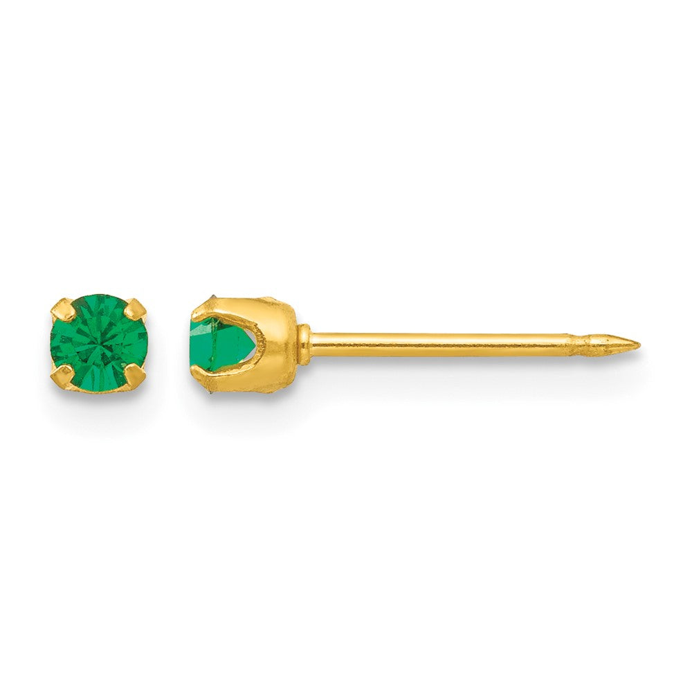 Inverness 24k Plated May Green Crystal Birthstone Earrings