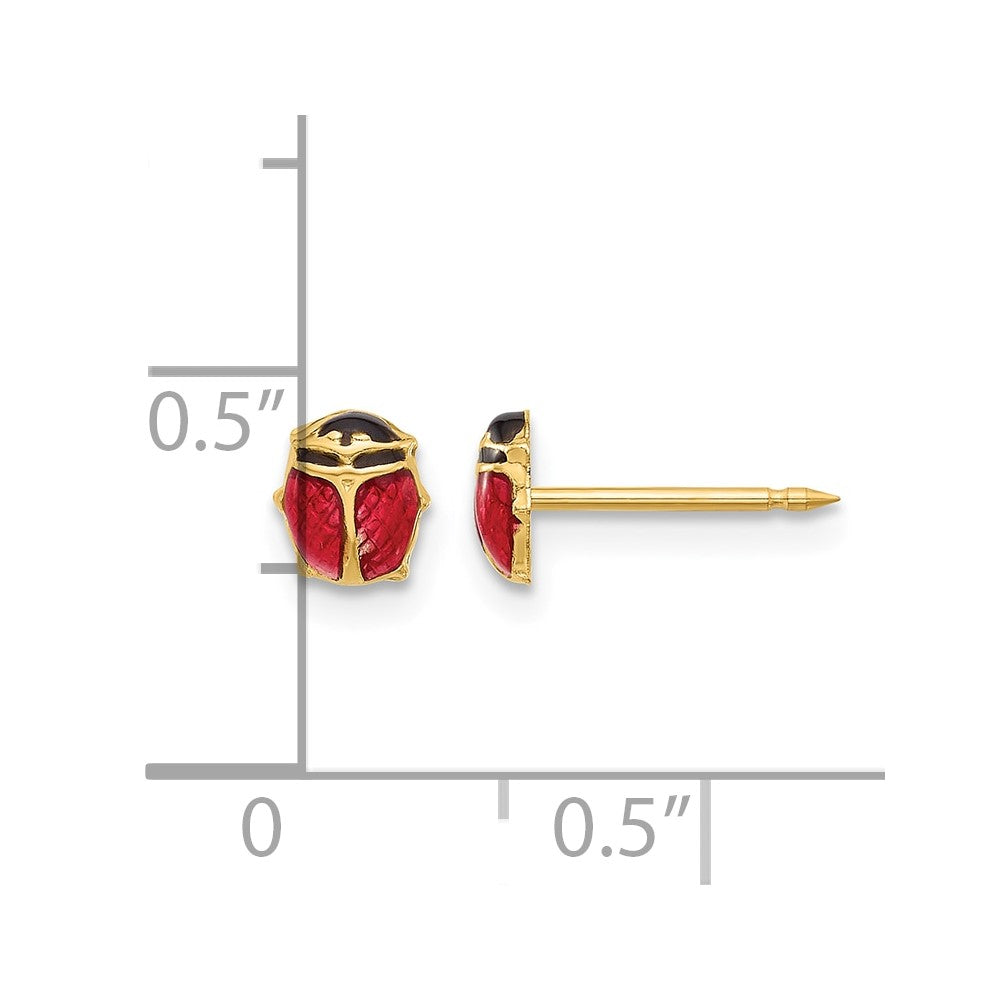 Inverness 14K Polished Enameled Ladybug Post Earrings