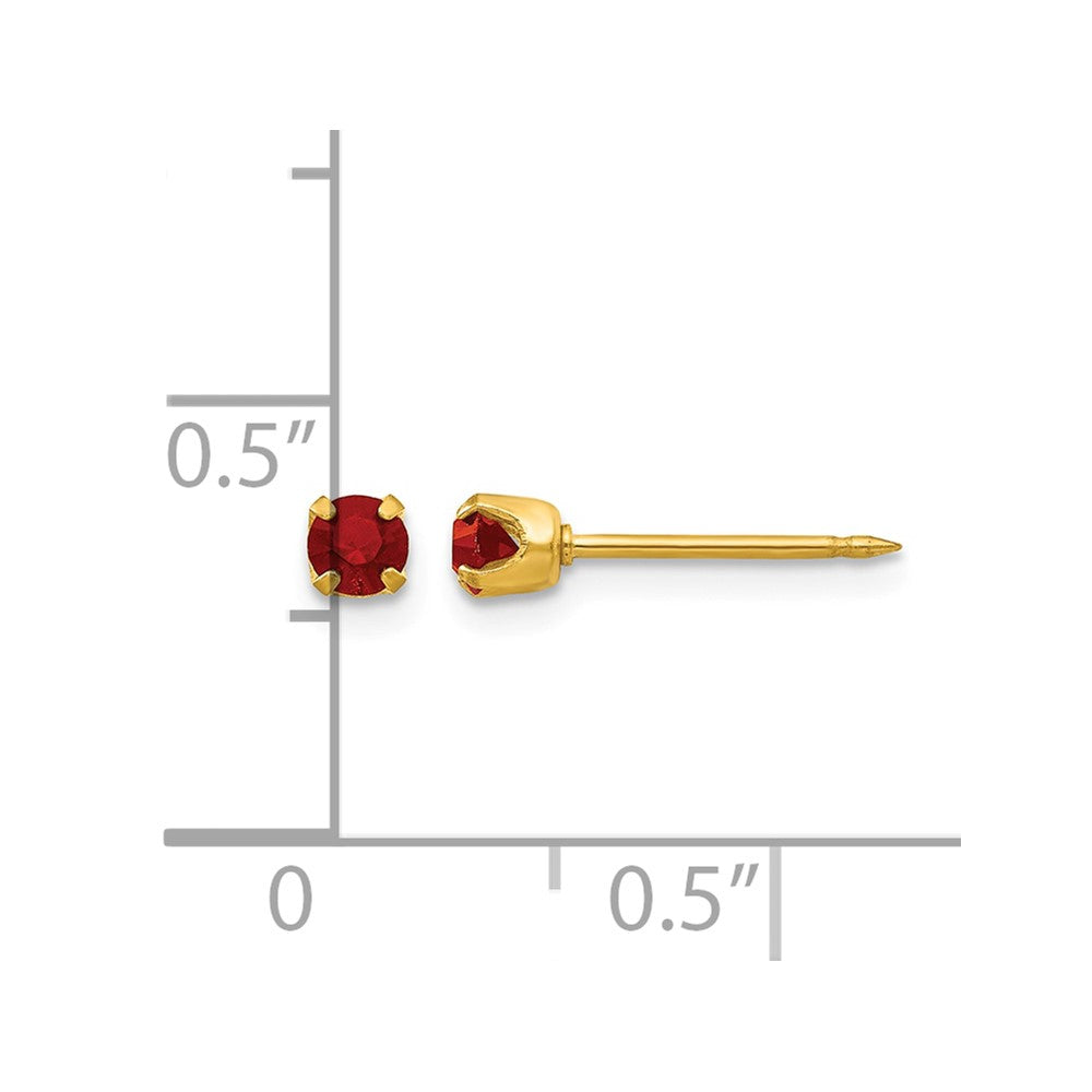 Inverness 24k Plated July Red Crystal Birthstone Earrings