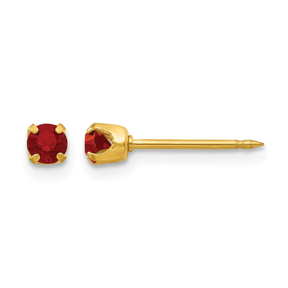 Inverness 24k Plated July Red Crystal Birthstone Earrings