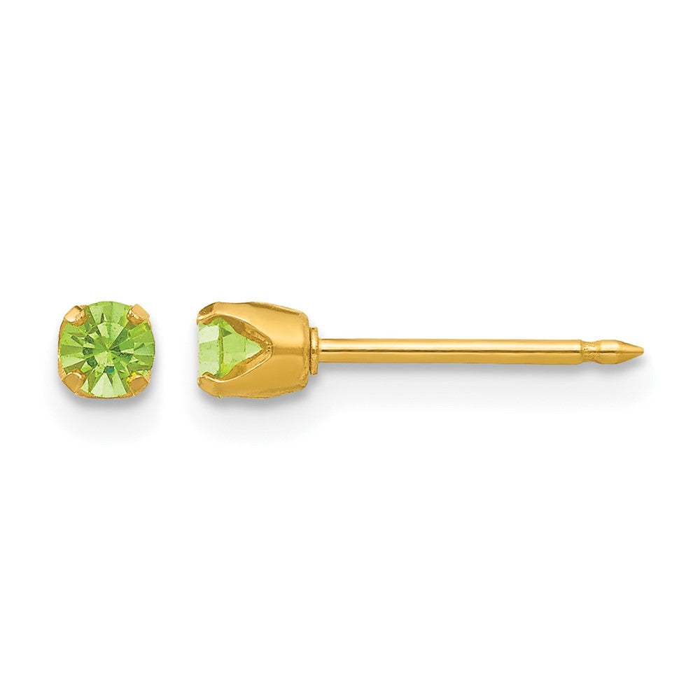 Inverness 24k Plated August Lt. Green Crystal Birthstone Earrings