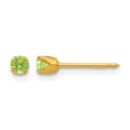 Inverness 24k Plated August Lt. Green Crystal Birthstone Earrings