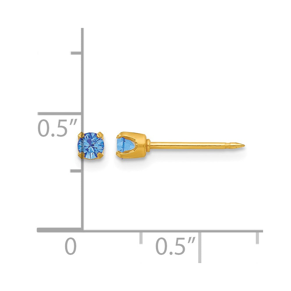 Inverness 24k Plated September Blue Crystal Birthstone Earrings