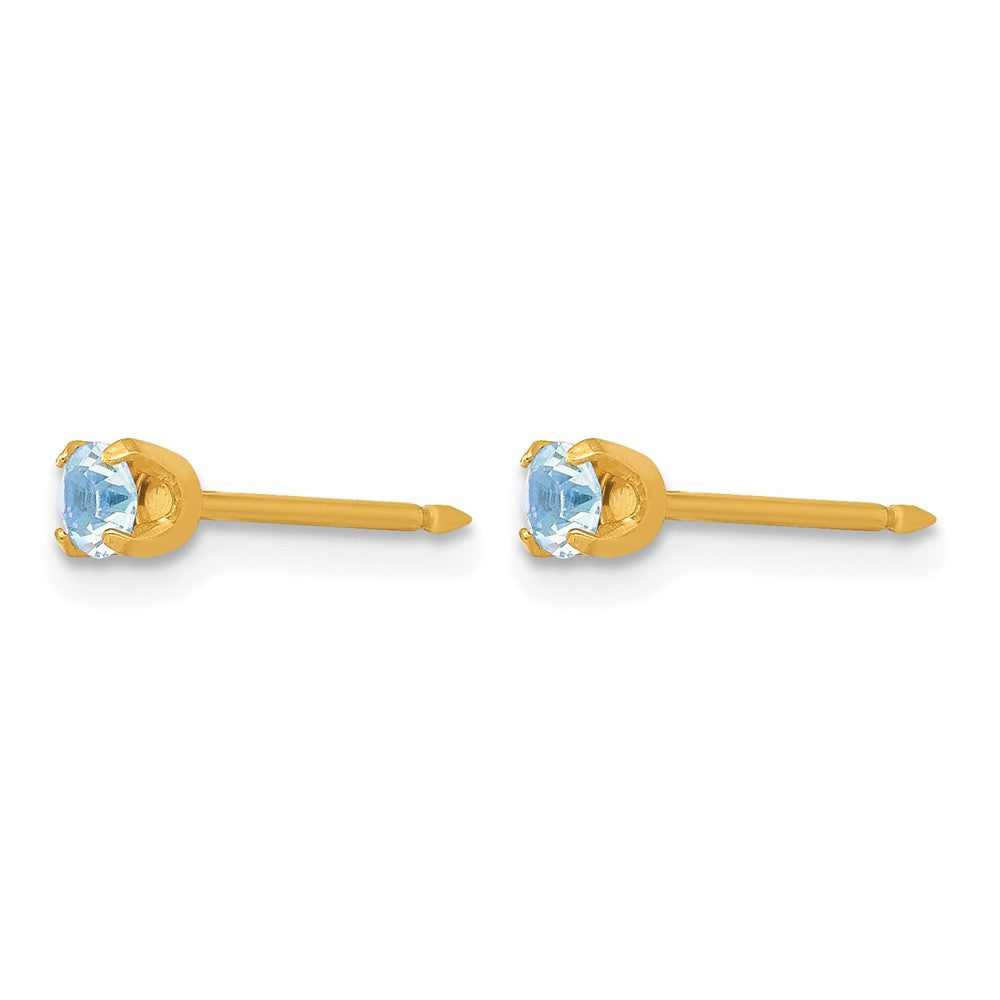 Inverness 14k 3mm March Crystal Birthstone Post Earrings