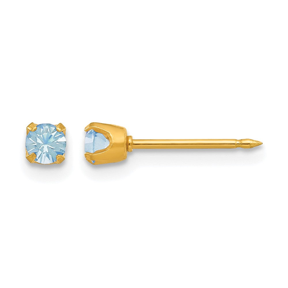 Inverness 14k 3mm March Crystal Birthstone Post Earrings