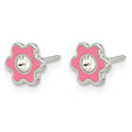 Inverness Stainless Steel Enamel Crystal Flower Post Earrings