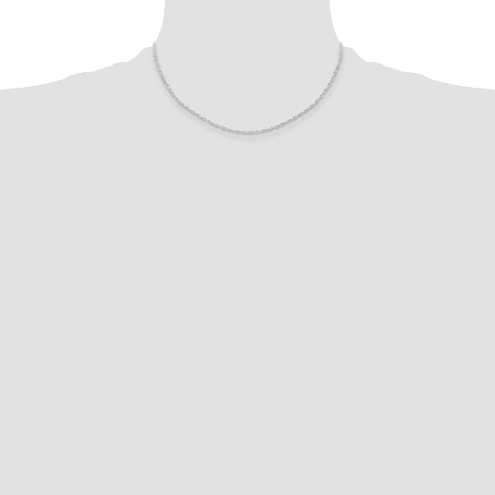 14K White Gold 1.15mm Carded Cable Rope Chain