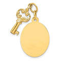 14K Polished Engraveable Disc and Key Charm