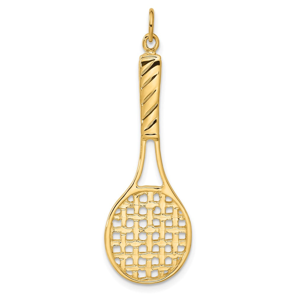 14K 3D Tennis Racquet Pendant
