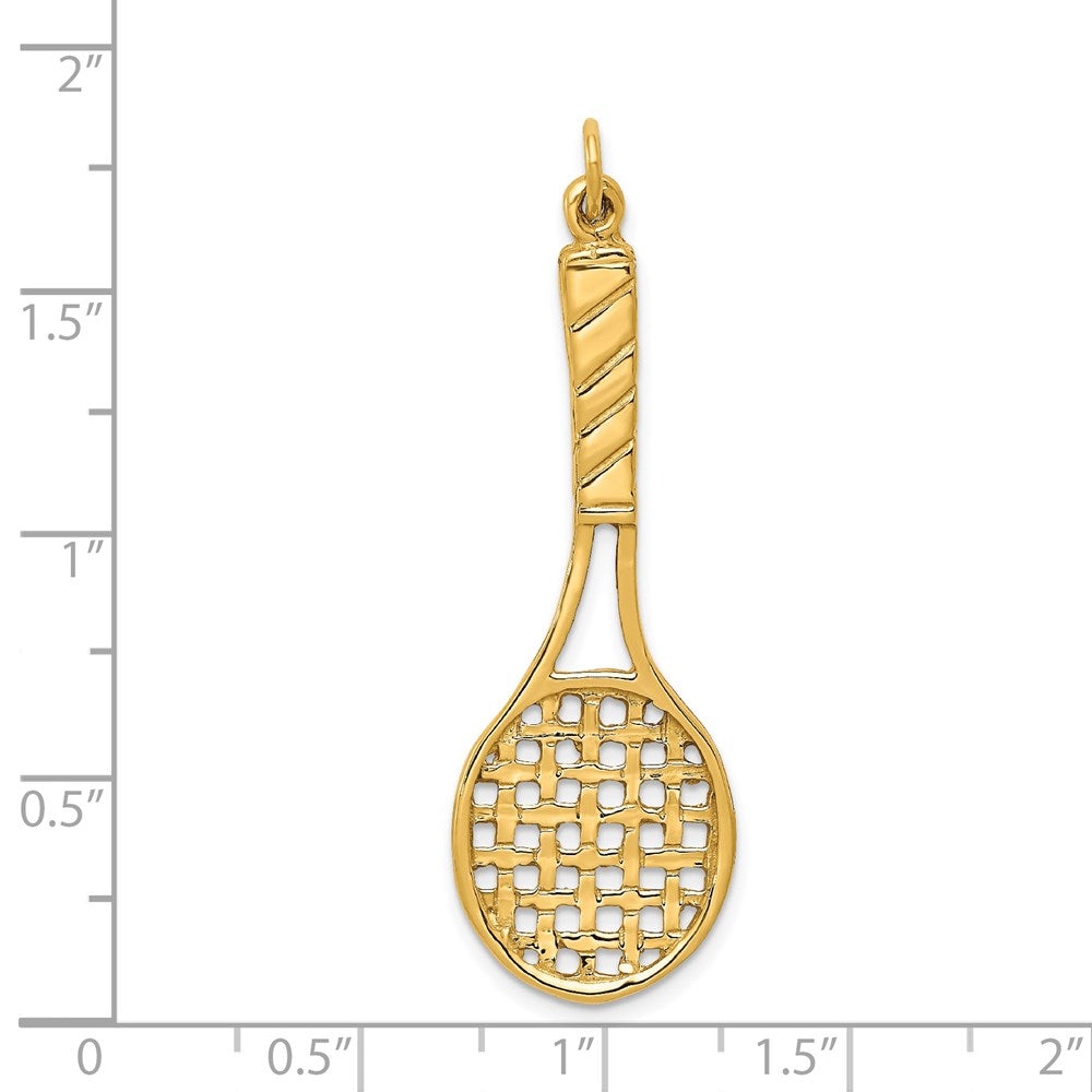 14K 3D Tennis Racquet Pendant