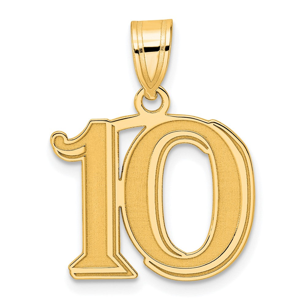 14k Polished Etched Number 10 Pendant