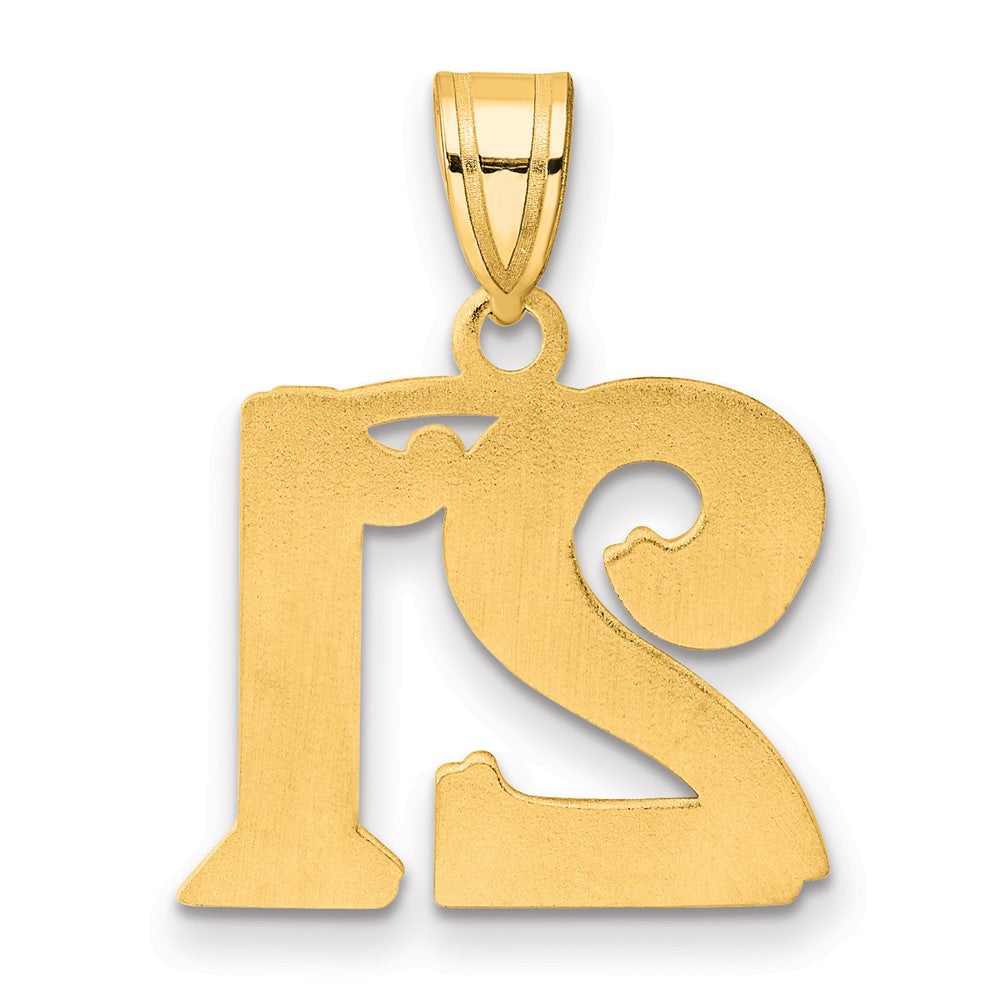 14k Polished Etched Number 21 Pendant
