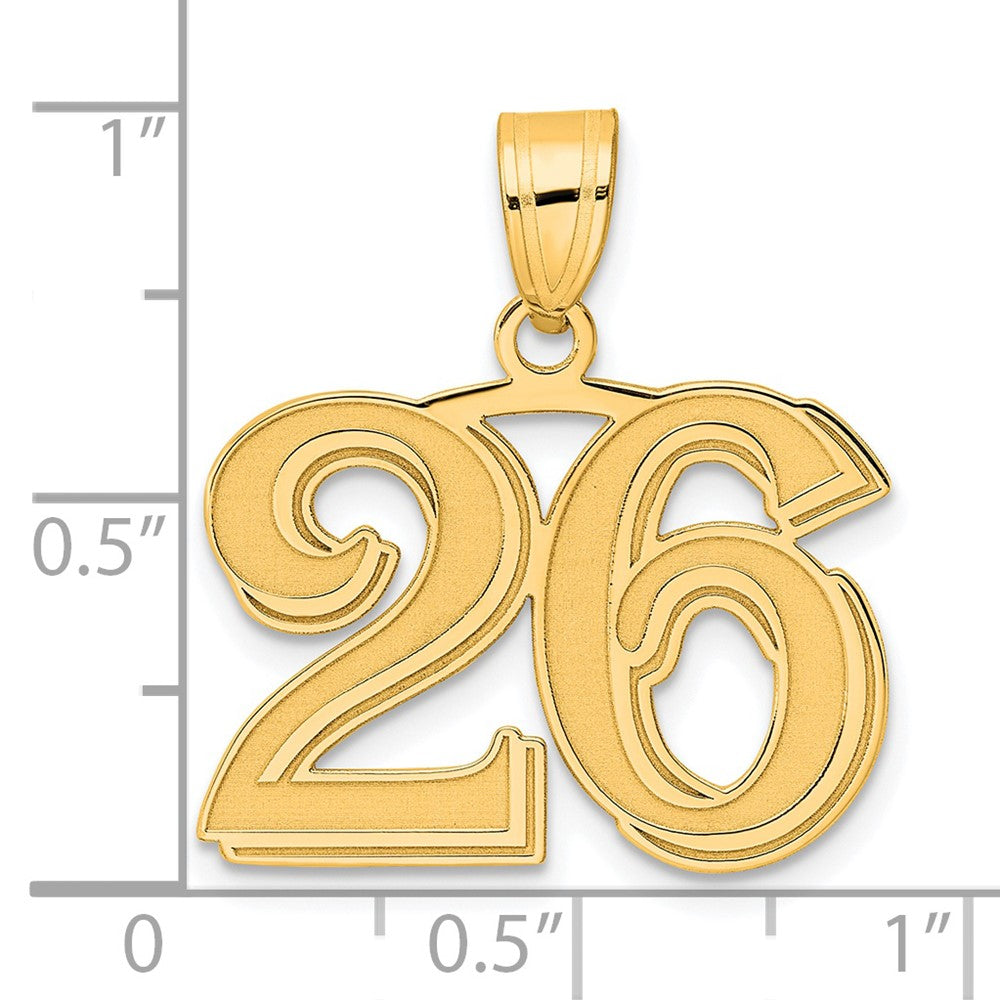 14k Polished Etched Number 26 Pendant