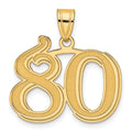 14k Polished Etched Number 80 Pendant