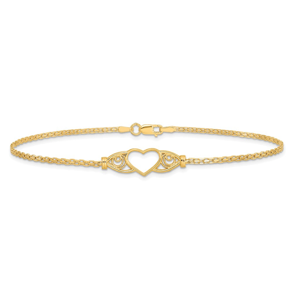 14k Polished Heart Anklet