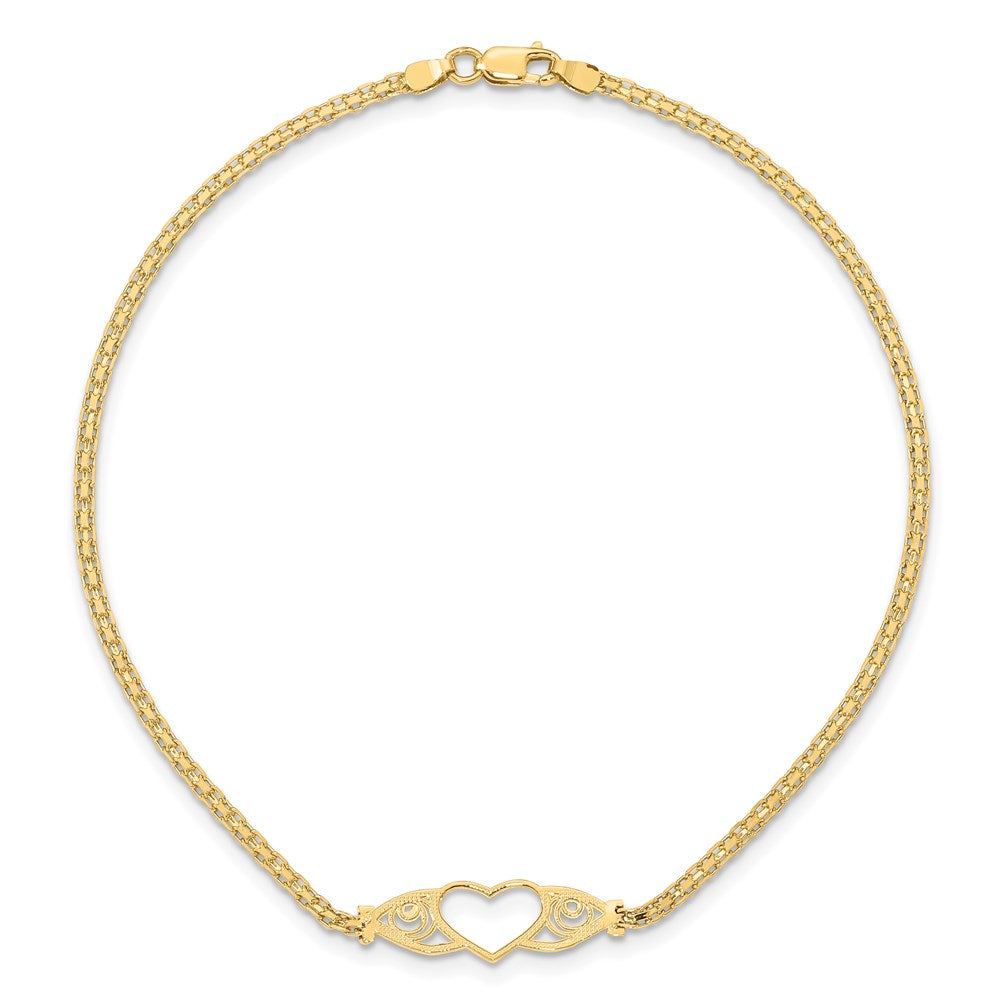 14k Polished Heart Anklet