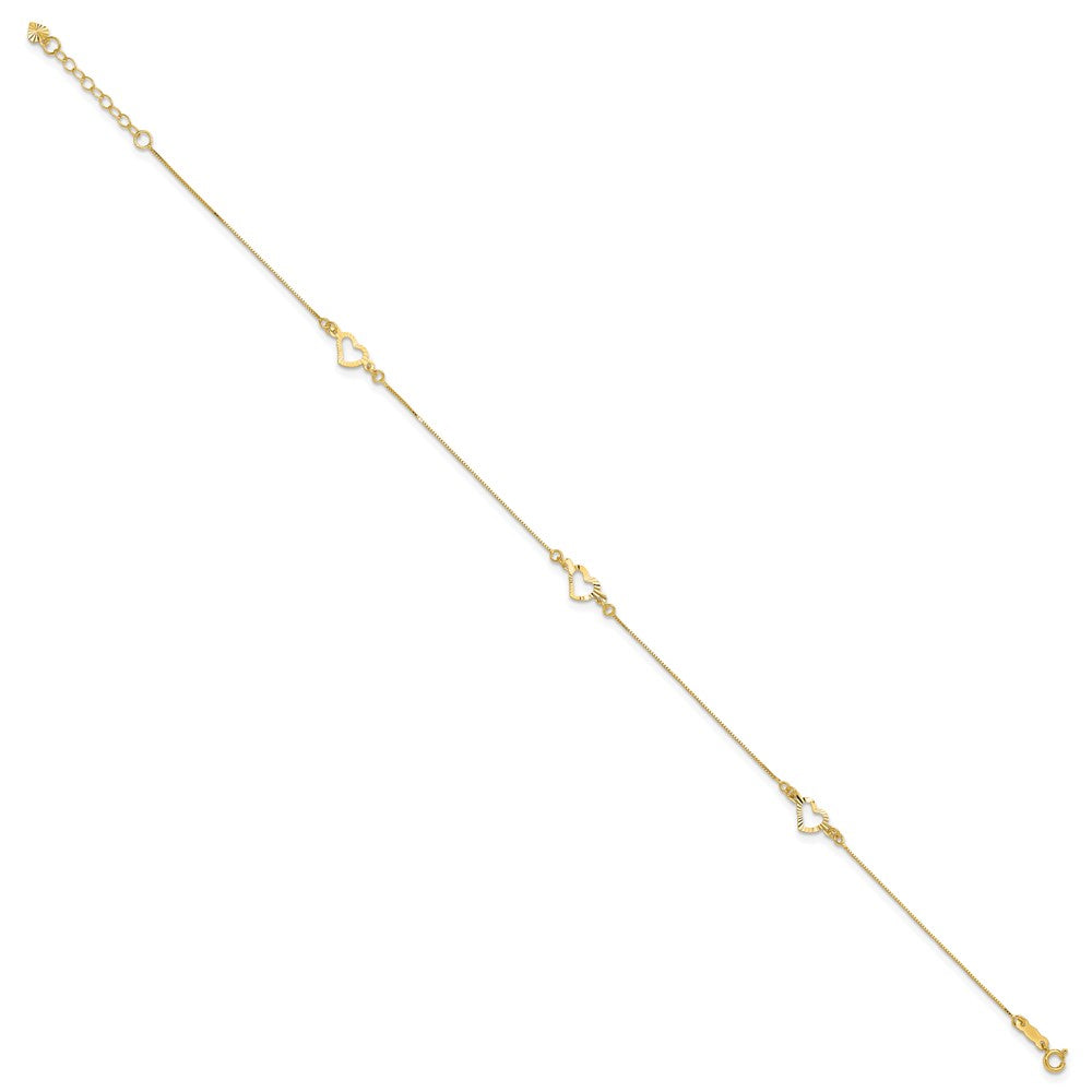 14k Diamond-cut Heart Plus ext Anklet