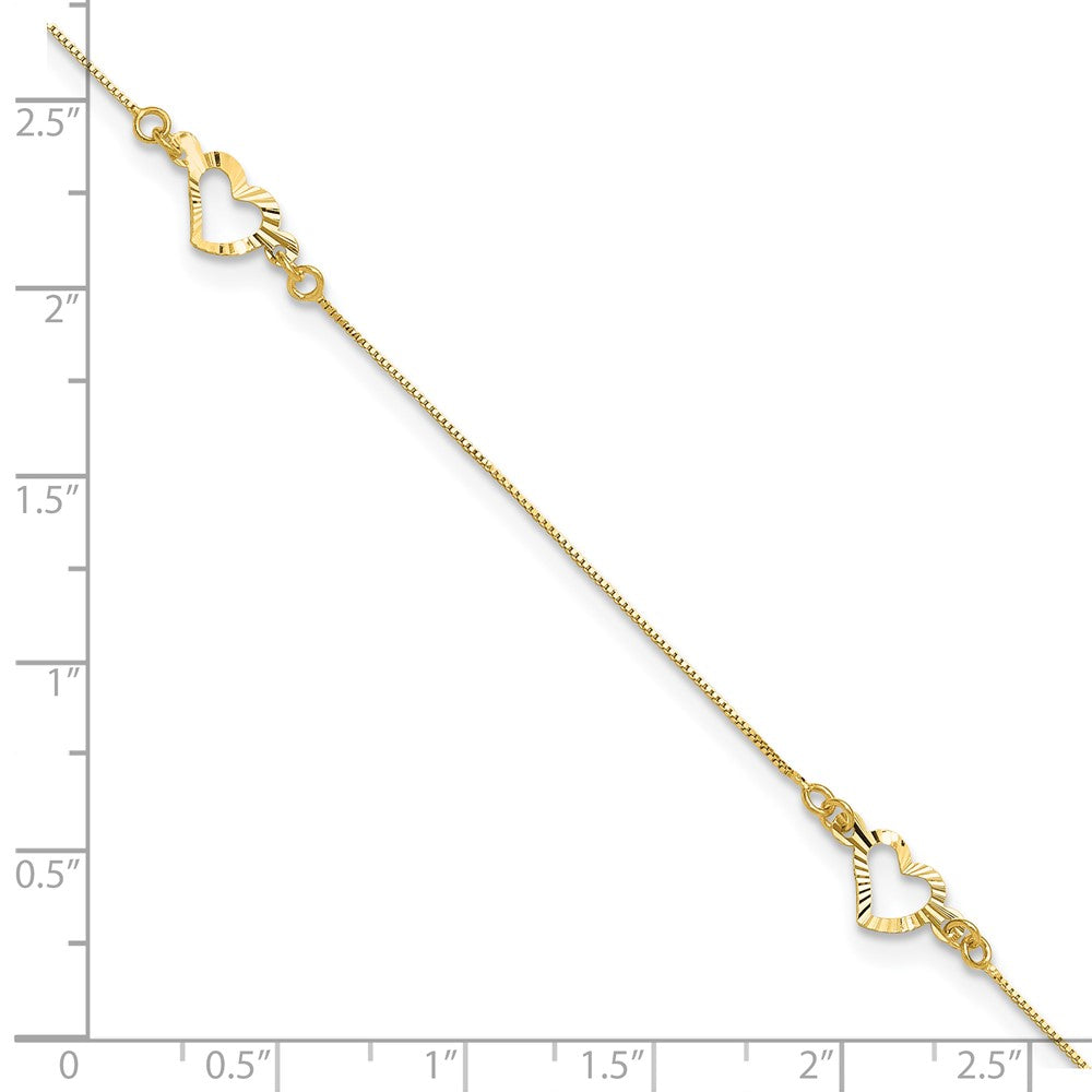 14k Diamond-cut Heart Plus ext Anklet