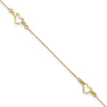 14k Diamond-cut Heart Plus ext Anklet