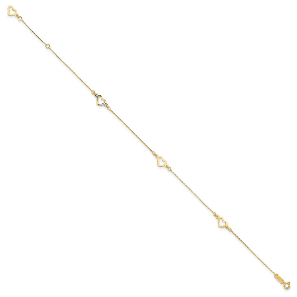 14K Fancy Heart Plus ext. Anklet