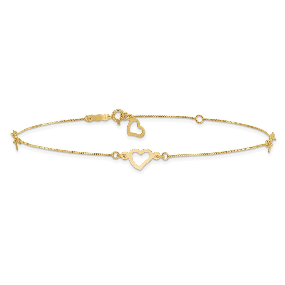 14K Fancy Heart Plus ext. Anklet
