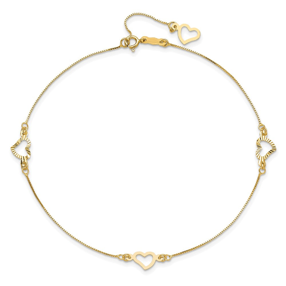 14K Fancy Heart Plus ext. Anklet